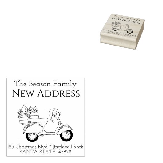 クリスマススクーター新しい住所差出人住所スタンプ ラバースタンプ (押印)