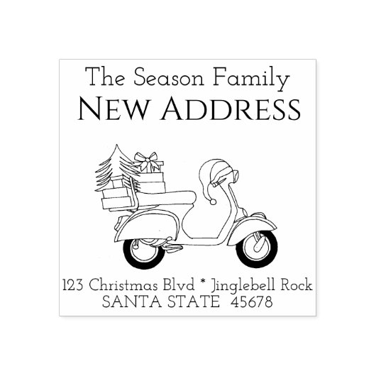 クリスマススクーター新しい住所差出人住所スタンプ ラバースタンプ (インプリント)