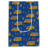 クリスマススクールバスジンガーブレッド交差ガード ミディアムペーパーバッグ (裏面)