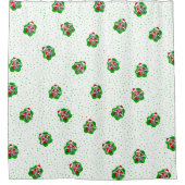 クリスマススケルトンサンタハットレッドグリーンドット シャワーカーテン (正面)