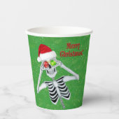 クリスマススケルトンスノーフレークオーナメントハットグリーン 紙コップ (正面)