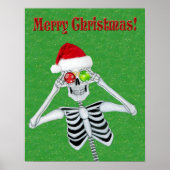 クリスマススケルトンハットオーナメントグリーン金ゴールド ポスター (正面)