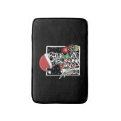 クリスマススケルトン笑顔のスカルコーヒーSを飲む バスマット (正面縦)