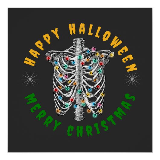 クリスマススケルトン |格言おもしろいシャツ |ハロウィーン ポスター (正面)