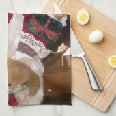 クリスマススケーターのテディベアコレクション。 キッチンタオル (四つ折り)