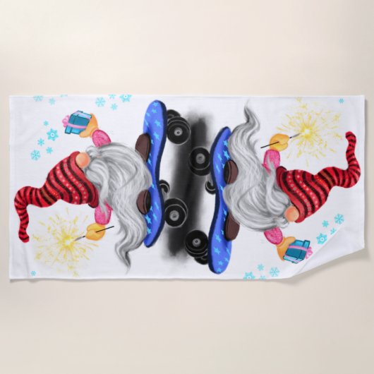 クリスマススケーター格言とギフトビーチタオル ビーチタオル