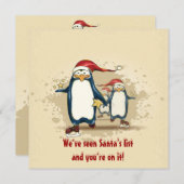 クリスマススケートで滑るペンギンズクリスマスパーティー 招待状 (正面/裏面)