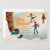 クリスマススケートで滑る付き氷のメッセージのシーカスタムン シーズンカード (正面/裏面)