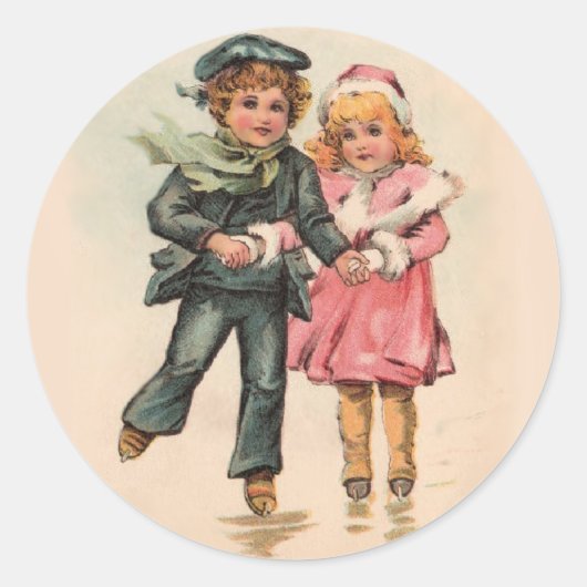 クリスマススケートで滑る ラウンドシール (正面)