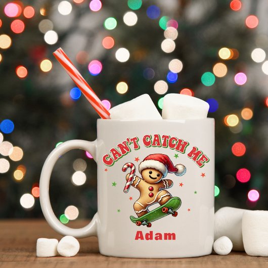 クリスマススケートボードジンジャーブレッドマン コーヒーマグカップ