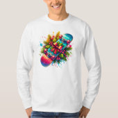 クリスマススケートボードレッドボウパインブランチ Tシャツ (正面)