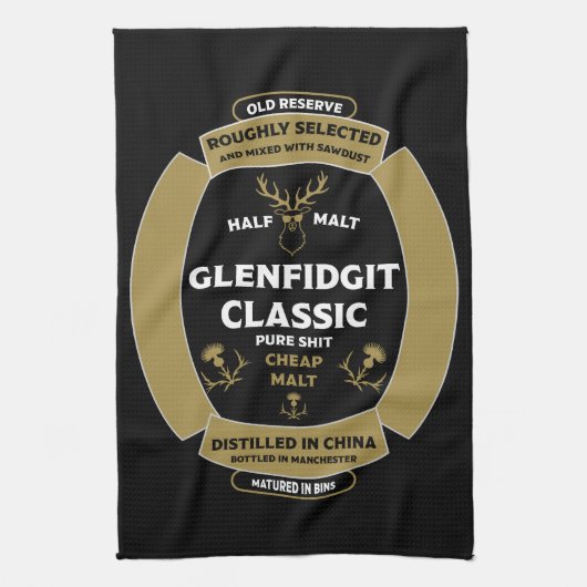 クリスマススコッチウイスキーラベル キッチンタオル (縦)