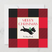 クリスマススコットランド犬バッファロープライド赤フラット ノートカード (正面)