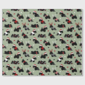 クリスマススコティッシュテリアグリーンラッピング紙 ラッピングペーパー (フラット)
