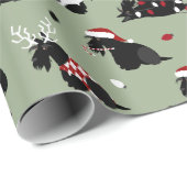 クリスマススコティッシュテリアグリーンラッピング紙 ラッピングペーパー (ロールコーナー)