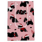 クリスマススコティッシュテリアピンク ミディアムペーパーバッグ (裏面)