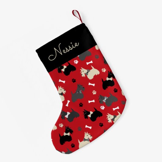 クリスマススコティッシュテリアレッド スモールクリスマスストッキング (裏面 (吊り時))