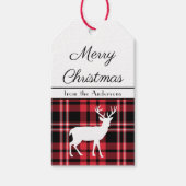 クリスマススコティッシュレッドタータンチェック格子模様 ギフトタグ (正面)