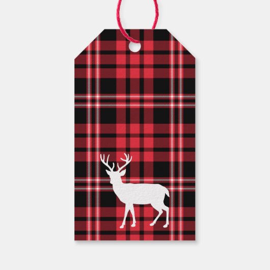 クリスマススコティッシュレッドタータンチェック格子模様 ギフトタグ (裏面)