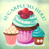 クリスマスススサガルプラムここカラフルCupcakes ウィンドウサイン (シート3)