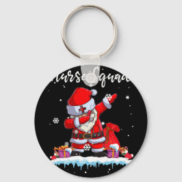 クリスマススススクラブで女性がサンタのスクラブを踊る キーホルダー