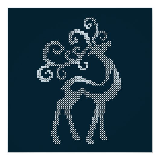 クリスマスススススススカンジナビア編み鹿 ポスター (正面)