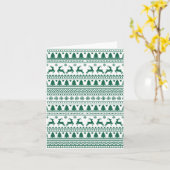 クリスマススススススススカンジナビアの緑のクラシックパターン カード (黄色い花)