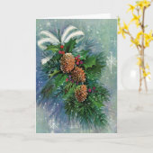 クリスマススススススノーテンプルミッドセンチュリー カード (黄色い花)