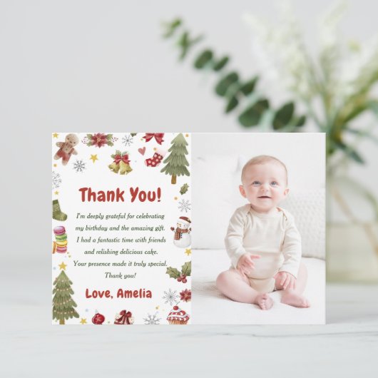 クリスマスススススヌワンの誕生日パーティーの写真 サンキューカード (スタンド正面)