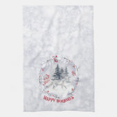 クリスマスススススノーキツネ |冬の景色 | キッチンタオル (縦)