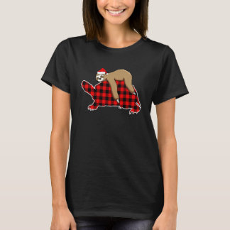 クリスマスススススロッおもしろいト乗馬タートルレッドプレイドGIF Tシャツ