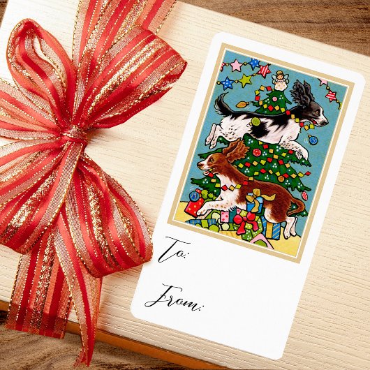 クリスマススススプリンガースパニエル犬ドッグギフトステッカーラベル ラベル