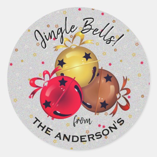 クリスマススススレーベルズスノーフレークホリデー ラウンドシール (正面)