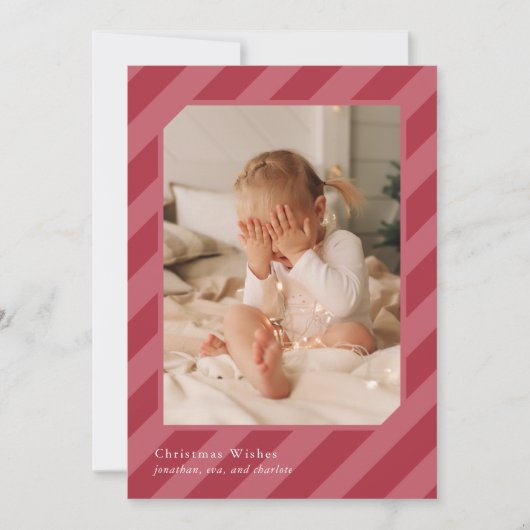 クリスマススタイリッシュのストライプ写真 シーズンカード (正面)