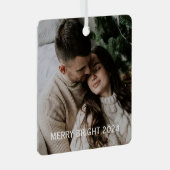 クリスマススタイリッシュ |おもしろいミニマルカップルのフォトメタル メタルオーナメント (正面右)