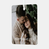 クリスマススタイリッシュ |おもしろいミニマルカップルのフォトメタル メタルオーナメント (正面左)