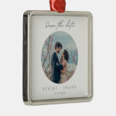 クリスマススタイリッシュ |おもしろいミニマルカップルのフォトメタル メタルオーナメント (右)