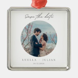 クリスマススタイリッシュ  おもしろいミニマルカップルのフォトメタル メタルオーナメント