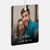 クリスマススタイリッシュ |おもしろいミニマルカップルのフォトメタル メタルオーナメント (正面右)