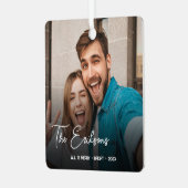 クリスマススタイリッシュ |おもしろいミニマルカップルのフォトメタル メタルオーナメント (正面左)