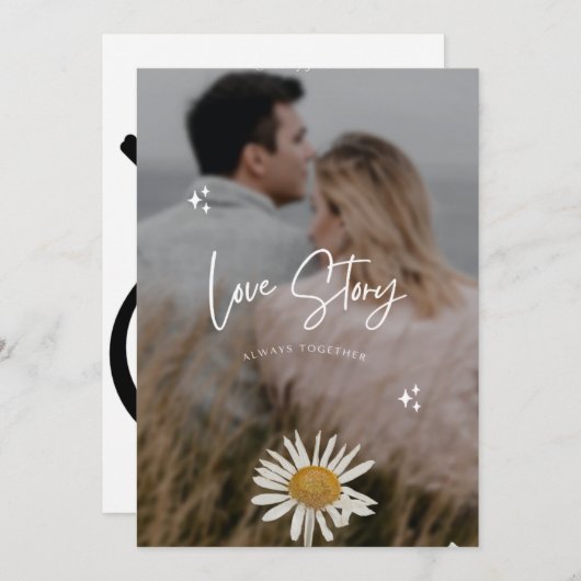 クリスマススタイリッシュ |おもしろいミニマルカップルのフォトメタル 招待状 (正面/裏面)