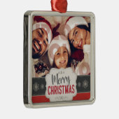 クリスマススタイリッシュ |おもしろいミニマルファミリーの写真 メタルオーナメント (右)