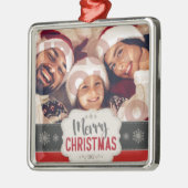 クリスマススタイリッシュ |おもしろいミニマルファミリーの写真 メタルオーナメント (左)