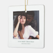 クリスマススタイリッシュ |カップルミニマルのエレガント写真 セラミックオーナメント (左)