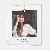 クリスマススタイリッシュ |カップルミニマルのエレガント写真 セラミックオーナメント (左)