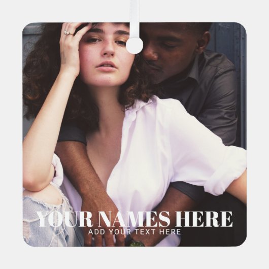 クリスマススタイリッシュ |カップルミニマルの写真 メタルオーナメント (正面)