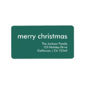 クリスマススタイリッシュ |グリーンシンプル差出人住所 ラベル (正面)