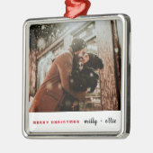 クリスマススタイリッシュ |トレンディーモダンカップルのフォトメット メタルオーナメント (左)