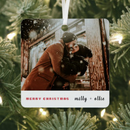 クリスマススタイリッシュ |トレンディーモダンカップルのフォトメット メタルオーナメント
