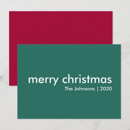 クリスマススタイリッシュ |ミニマルモダンシンプルリスト緑 シーズンカード (正面/裏面)